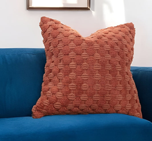 20" Terra Cotta Cotton Throw Pillow With Texture FurniFindUSA