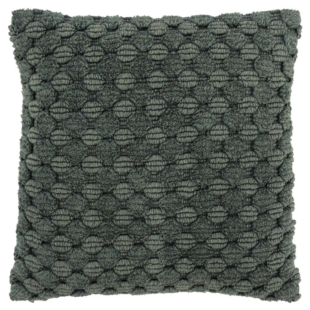 20" Dark Green Cotton Throw Pillow with Texture — view 1