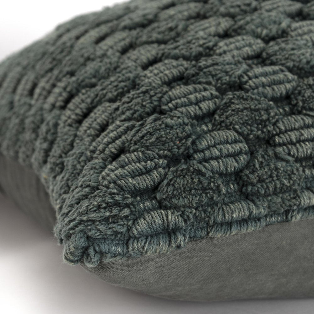 20" Dark Green Cotton Throw Pillow with Texture — view 2