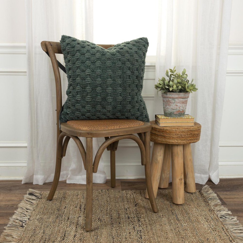 20" Dark Green Cotton Throw Pillow with Texture — view 4