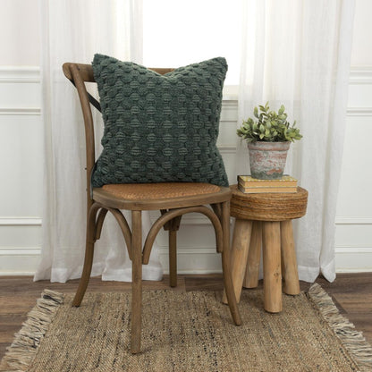 20" Dark Green Cotton Throw Pillow with Texture