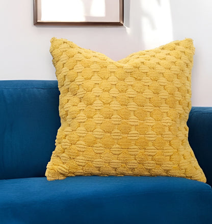20" Yellow Cotton Throw Pillow With Texture 6.25" (L) x 20.0" (W) x 20.0" (H) FurniFindUSA