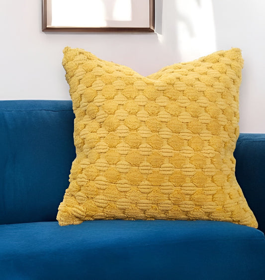 20" Yellow Cotton Throw Pillow With Texture 6.25" (L) x 20.0" (W) x 20.0" (H) FurniFindUSA
