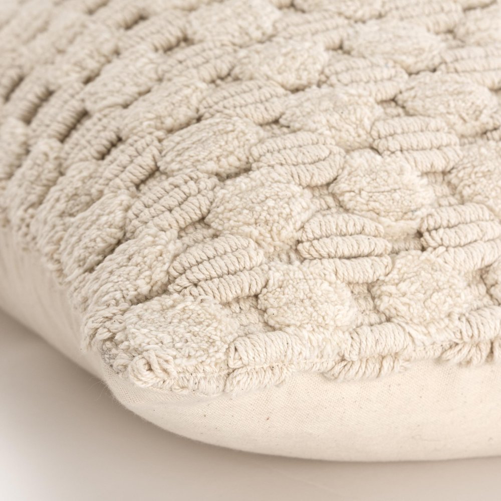 20" Ivory Cotton Throw Pillow With Texture — view 2