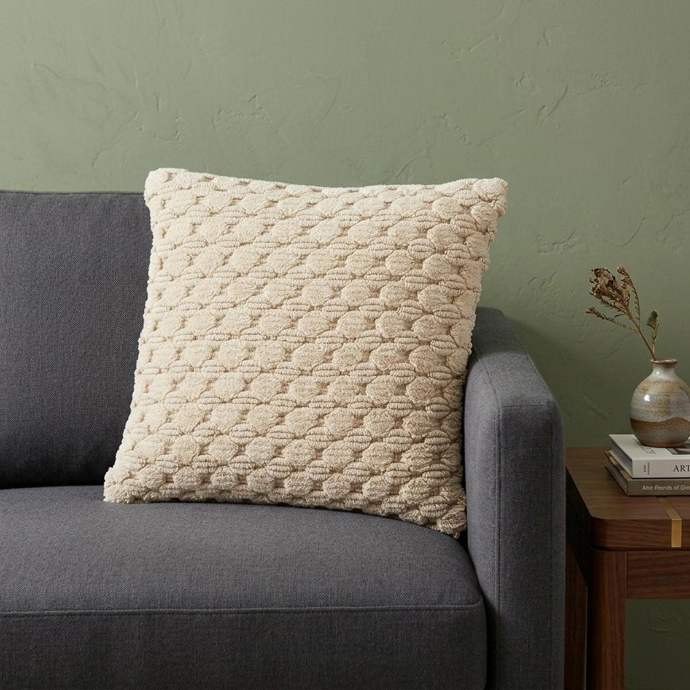 20" Ivory Cotton Throw Pillow With Texture — view 7