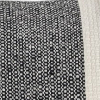 20" White and Black Striped Cotton Throw Pillow with Tassels and Texture