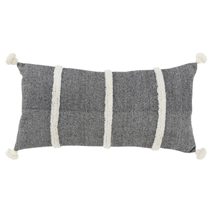 14" X 14" Black and White Cotton Pillow With Tassels Edges FurniFindUSA