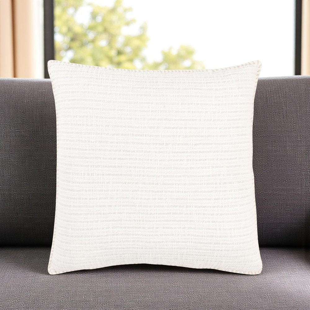 22" White Striped Cotton Throw Pillow — view 5