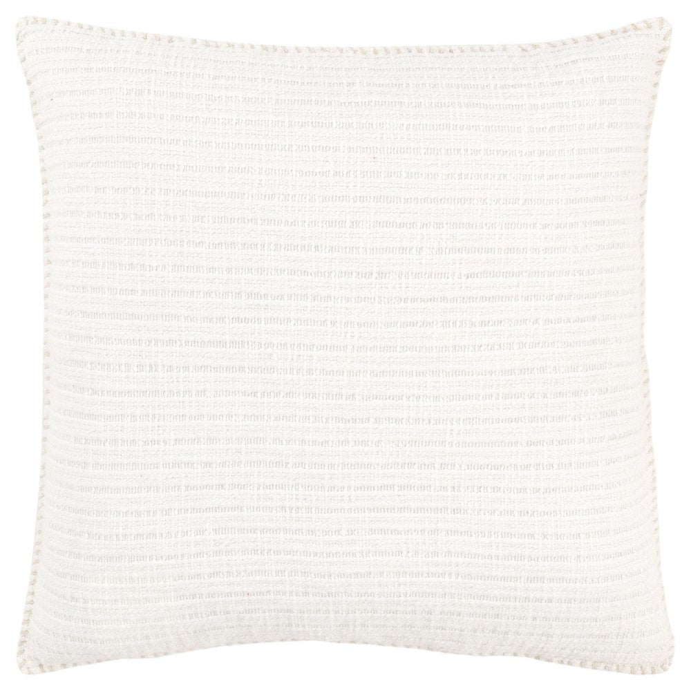 22" White Striped Cotton Throw Pillow — view 1