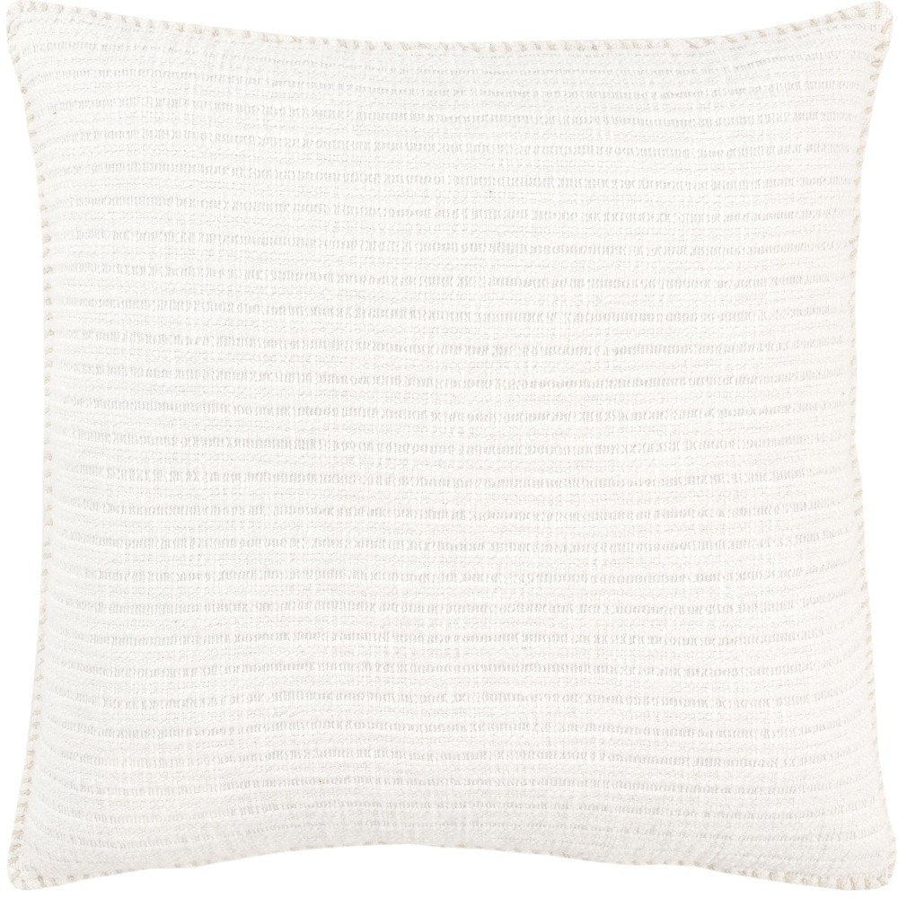 22" White Striped Cotton Throw Pillow — view 3