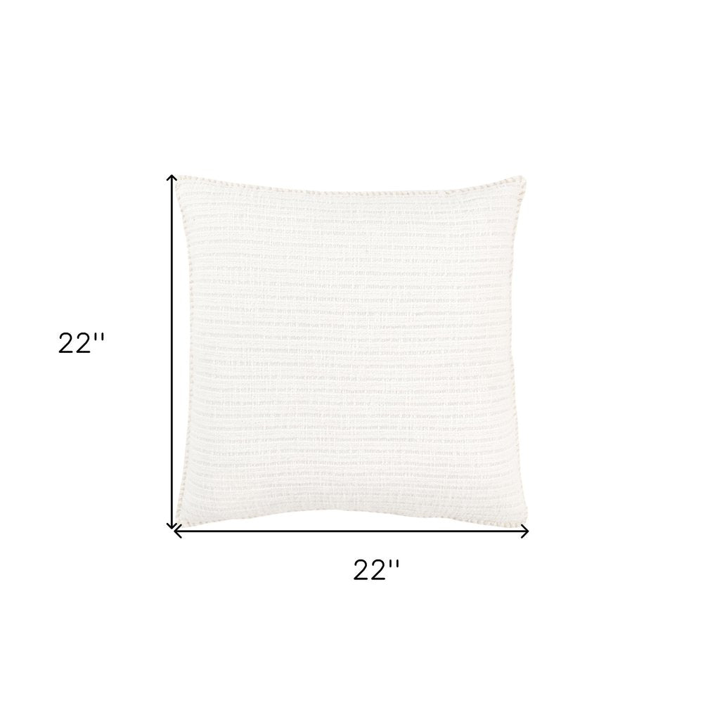 22" White Striped Cotton Throw Pillow — view 2