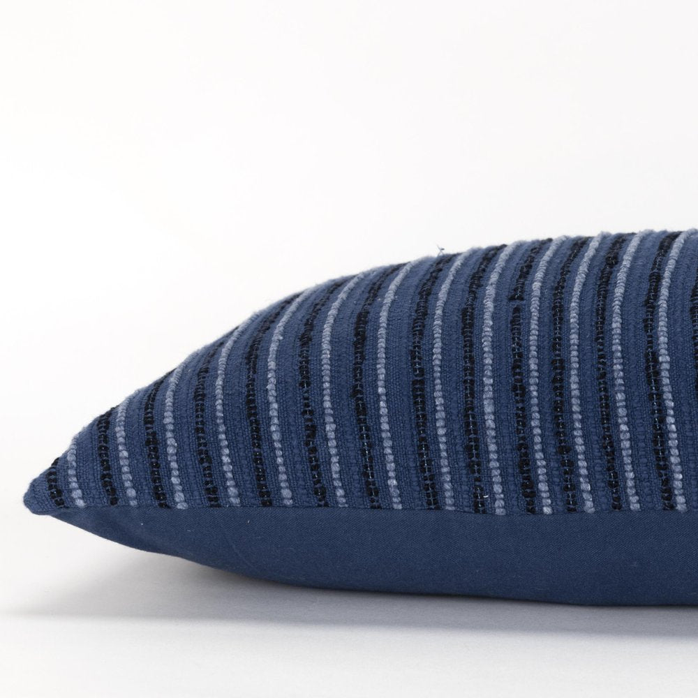 14" X 26" Blue Lumbar Striped Cotton Blend Throw Pillow — view 3