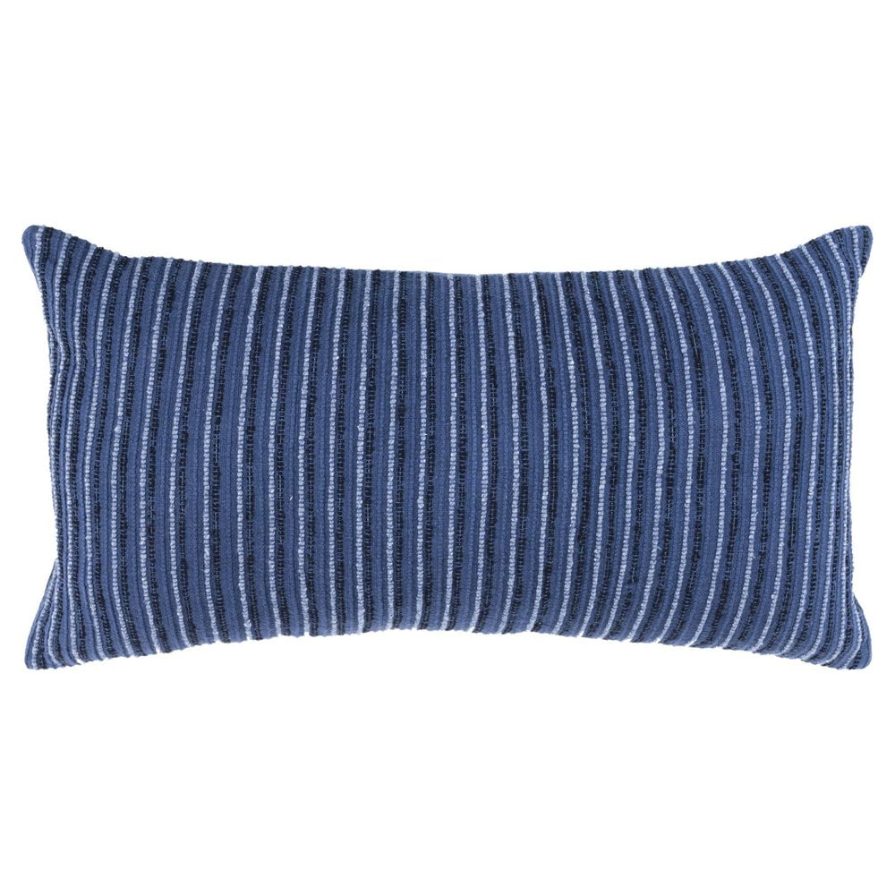 14" X 26" Blue Lumbar Striped Cotton Blend Throw Pillow — view 6