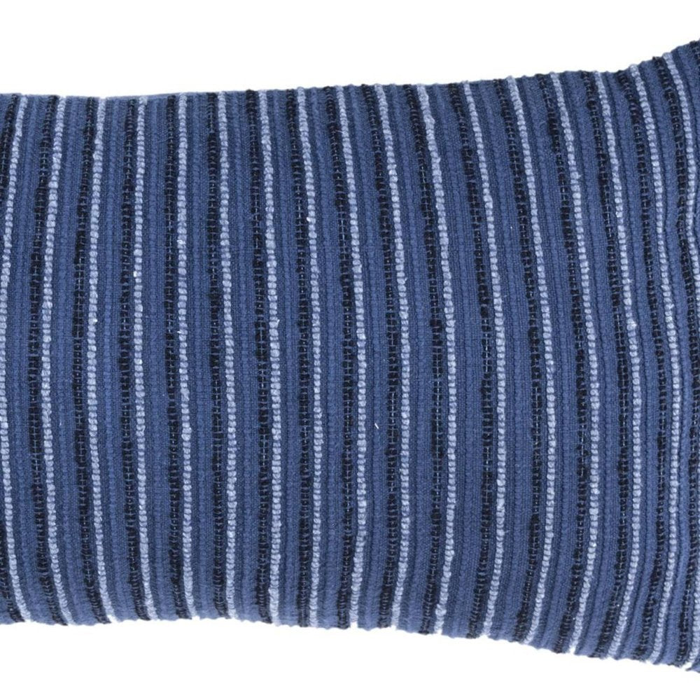 14" X 26" Blue Lumbar Striped Cotton Blend Throw Pillow — view 7