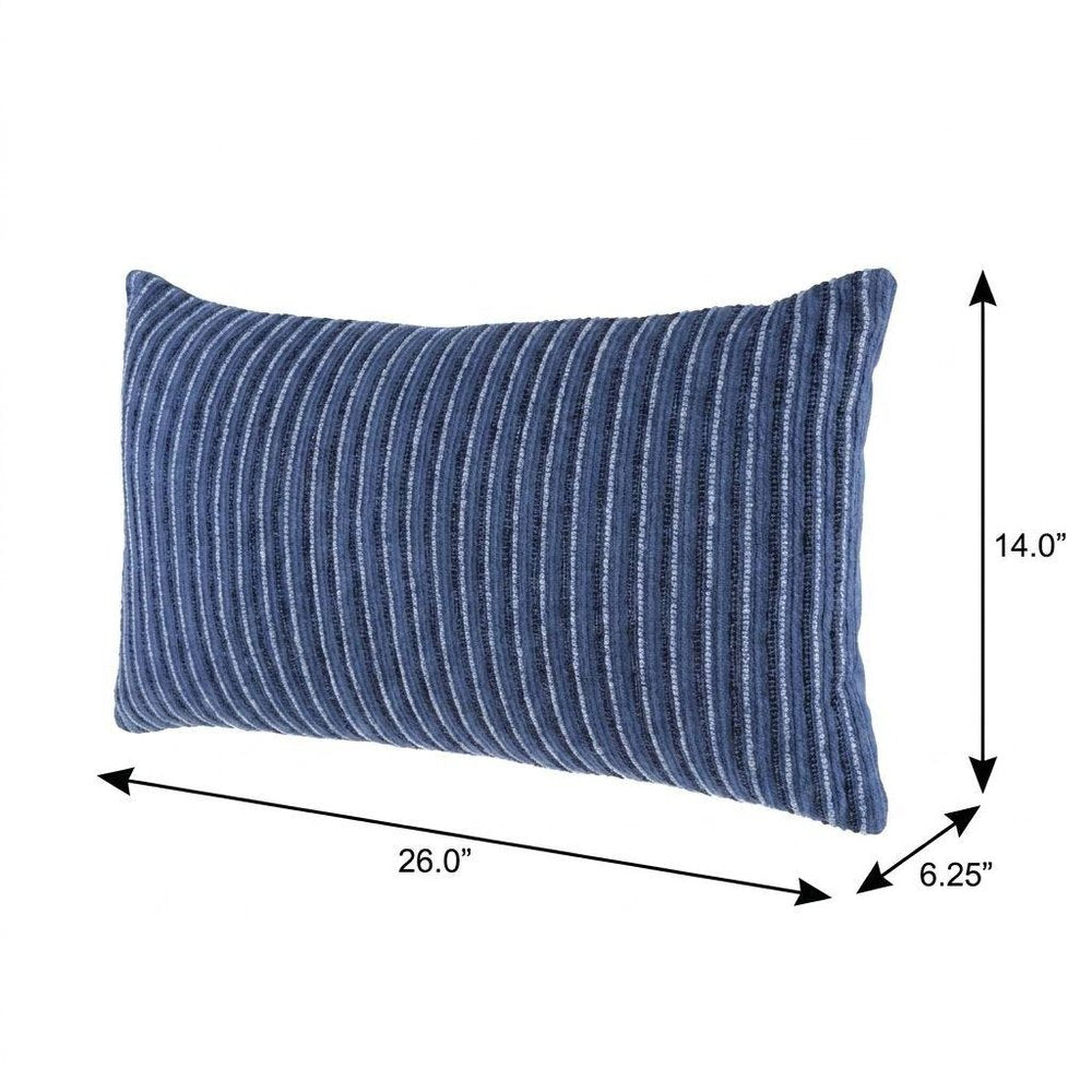 14" X 26" Blue Lumbar Striped Cotton Blend Throw Pillow — view 8
