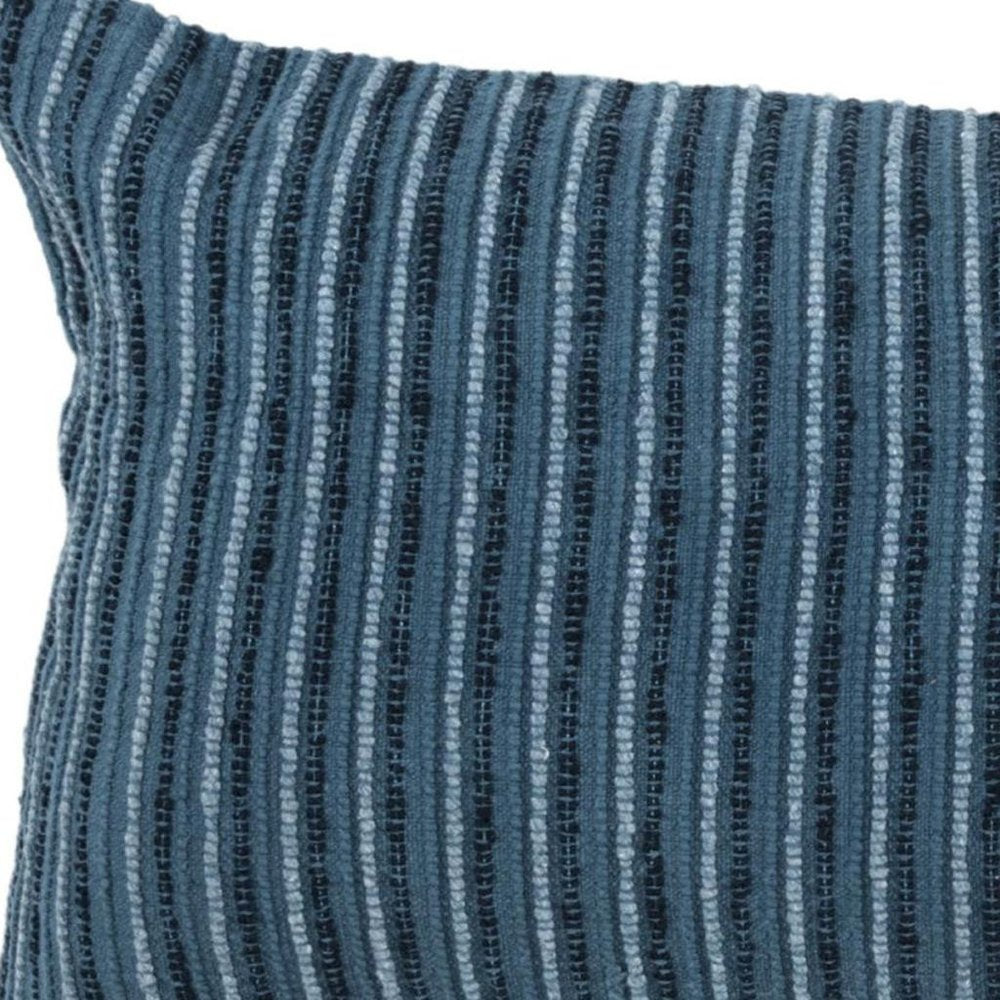14" X 26" Blue Striped Cotton Blend Lumbar Throw Pillow — view 4