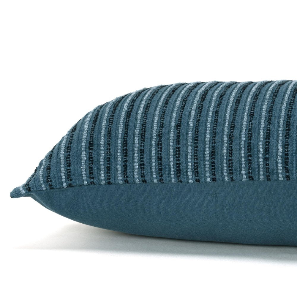 14" X 26" Blue Striped Cotton Blend Lumbar Throw Pillow — view 2