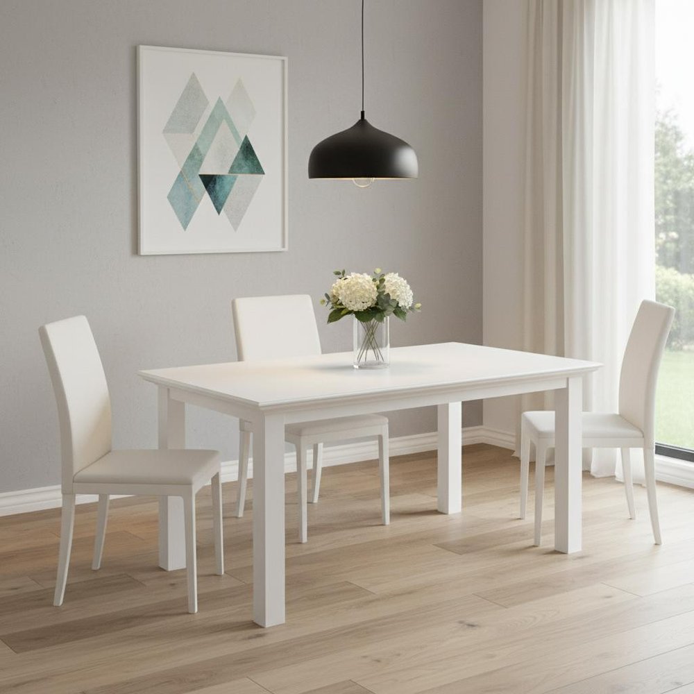63" White Solid Wood Dining Table HomeRoots