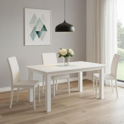 63" White Solid Wood Dining Table HomeRoots