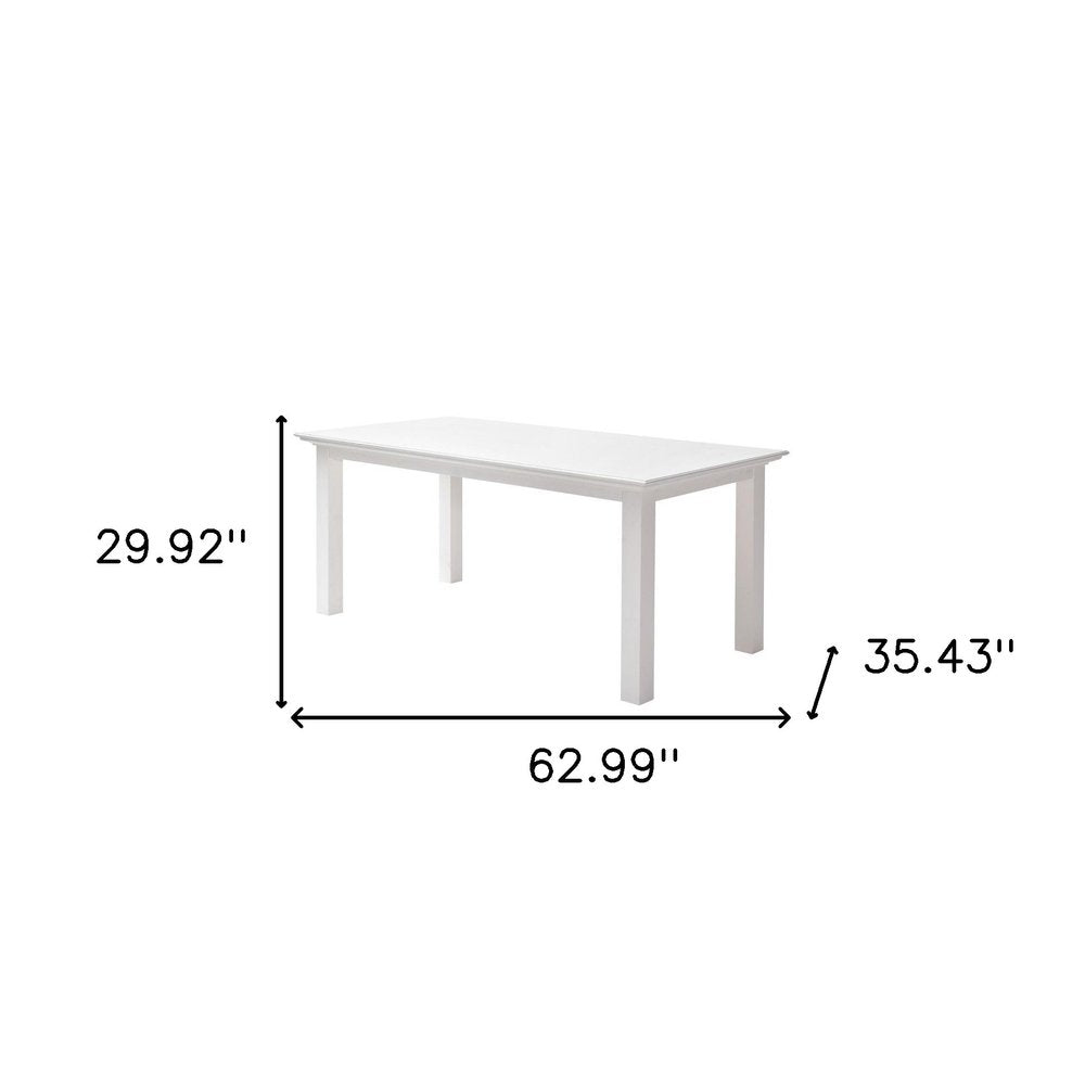 63" White Solid Wood Dining Table HomeRoots