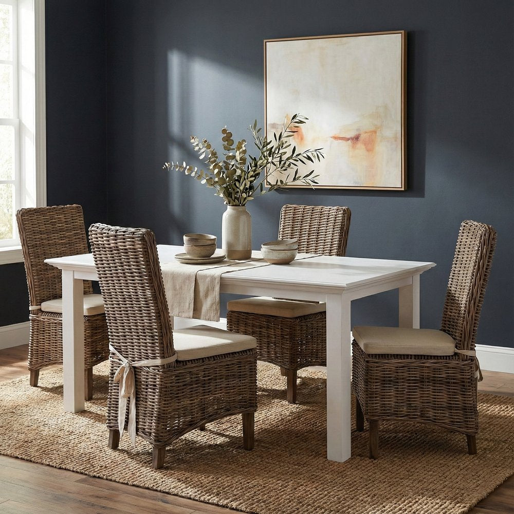 63" White Solid Wood Dining Table HomeRoots