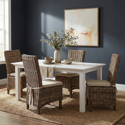 63" White Solid Wood Dining Table HomeRoots