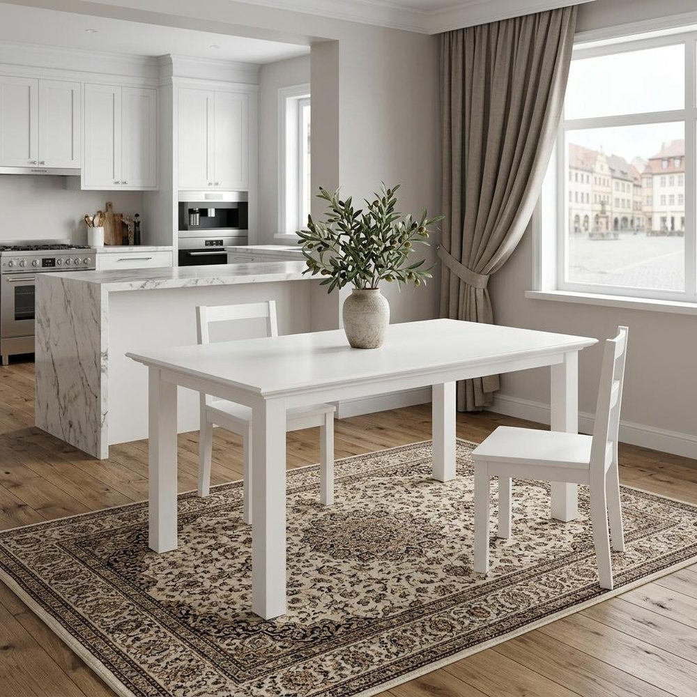 71" White Solid Wood Dining Table HomeRoots