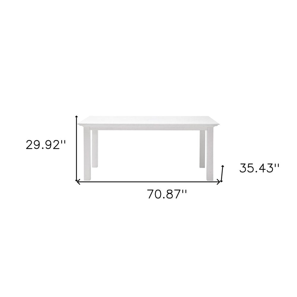 71" White Solid Wood Dining Table HomeRoots
