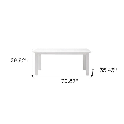 71" White Solid Wood Dining Table HomeRoots