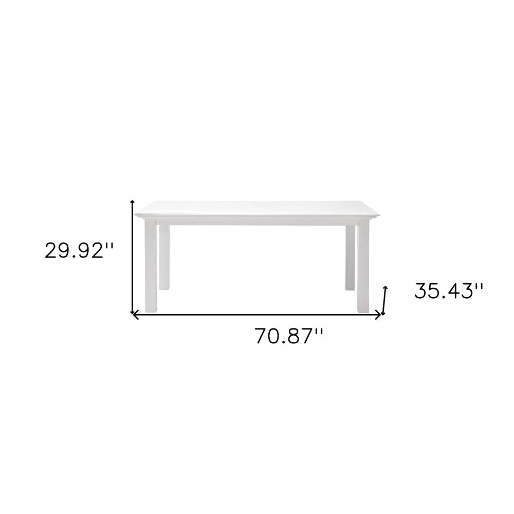 71" White Solid Wood Dining Table HomeRoots