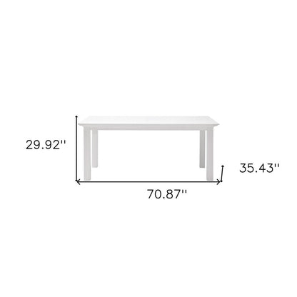 71" White Solid Wood Dining Table HomeRoots