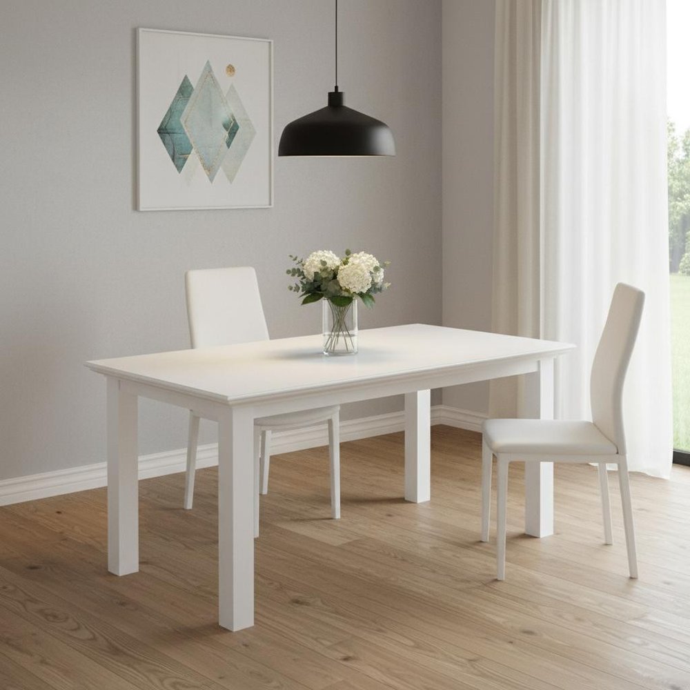 79" White Solid Wood Dining Table HomeRoots
