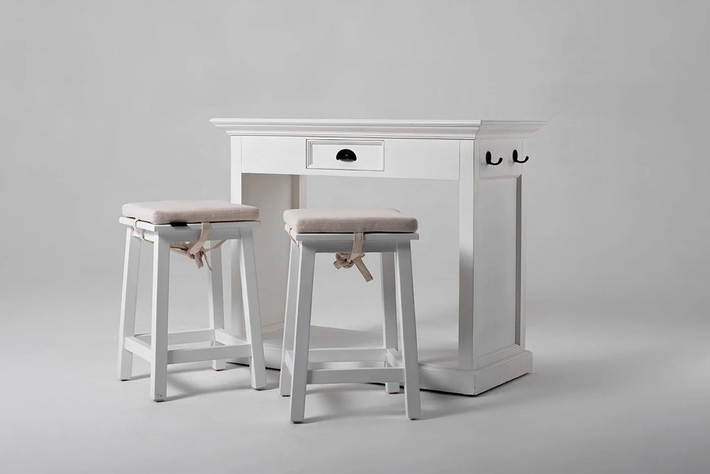 Three Piece White Solid Wood Dining Set with Two Chairs HomeRoots