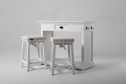Three Piece White Solid Wood Dining Set with Two Chairs HomeRoots