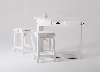 Three Piece White Solid Wood Dining Set with Two Chairs HomeRoots