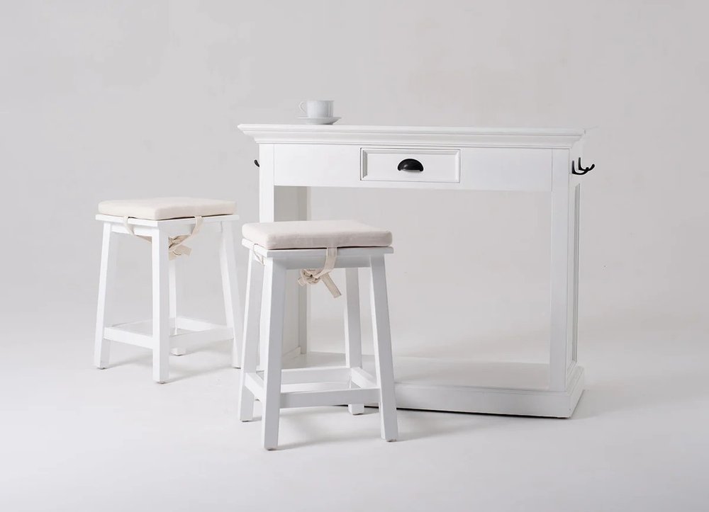 Three Piece White Solid Wood Dining Set with Two Chairs HomeRoots