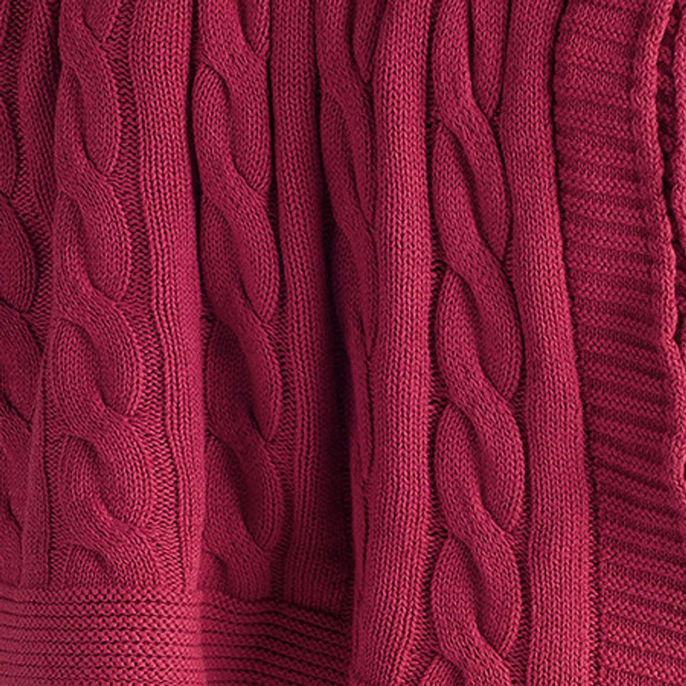 Red Knitted 100% Cotton Throw Blanket HomeRoots