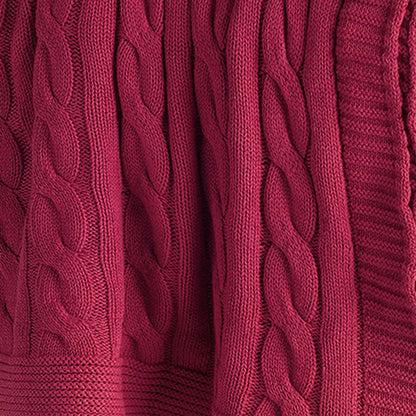 Red Knitted 100% Cotton Throw Blanket HomeRoots