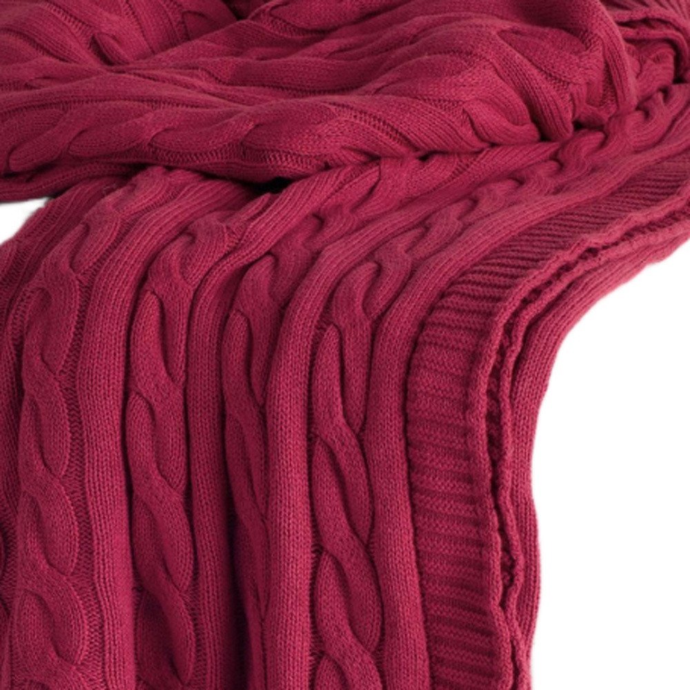 Red Knitted 100% Cotton Throw Blanket HomeRoots