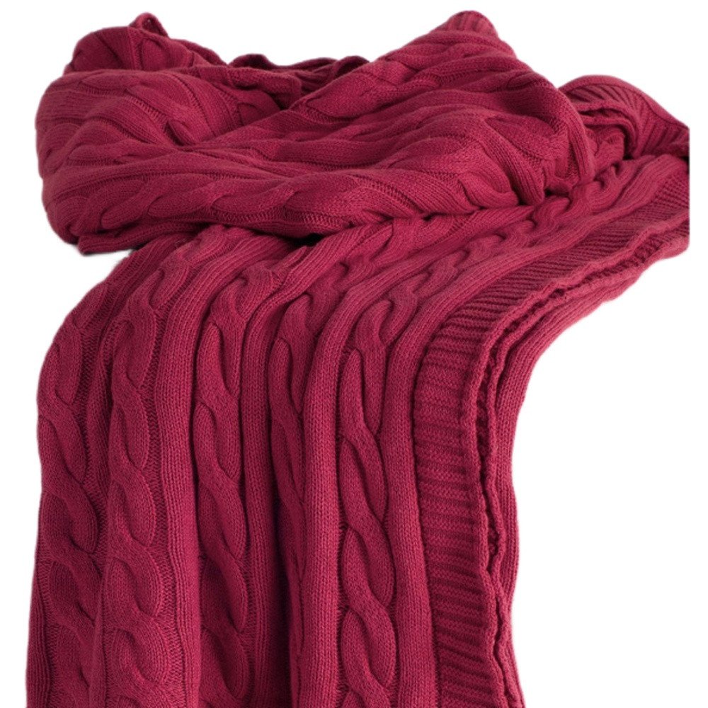 Red Knitted 100% Cotton Throw Blanket HomeRoots