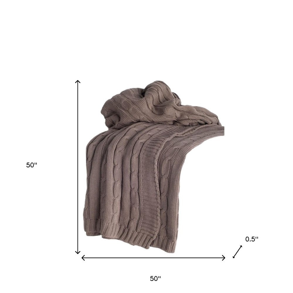 Brown Knitted 100% Cotton Throw Blanket HomeRoots