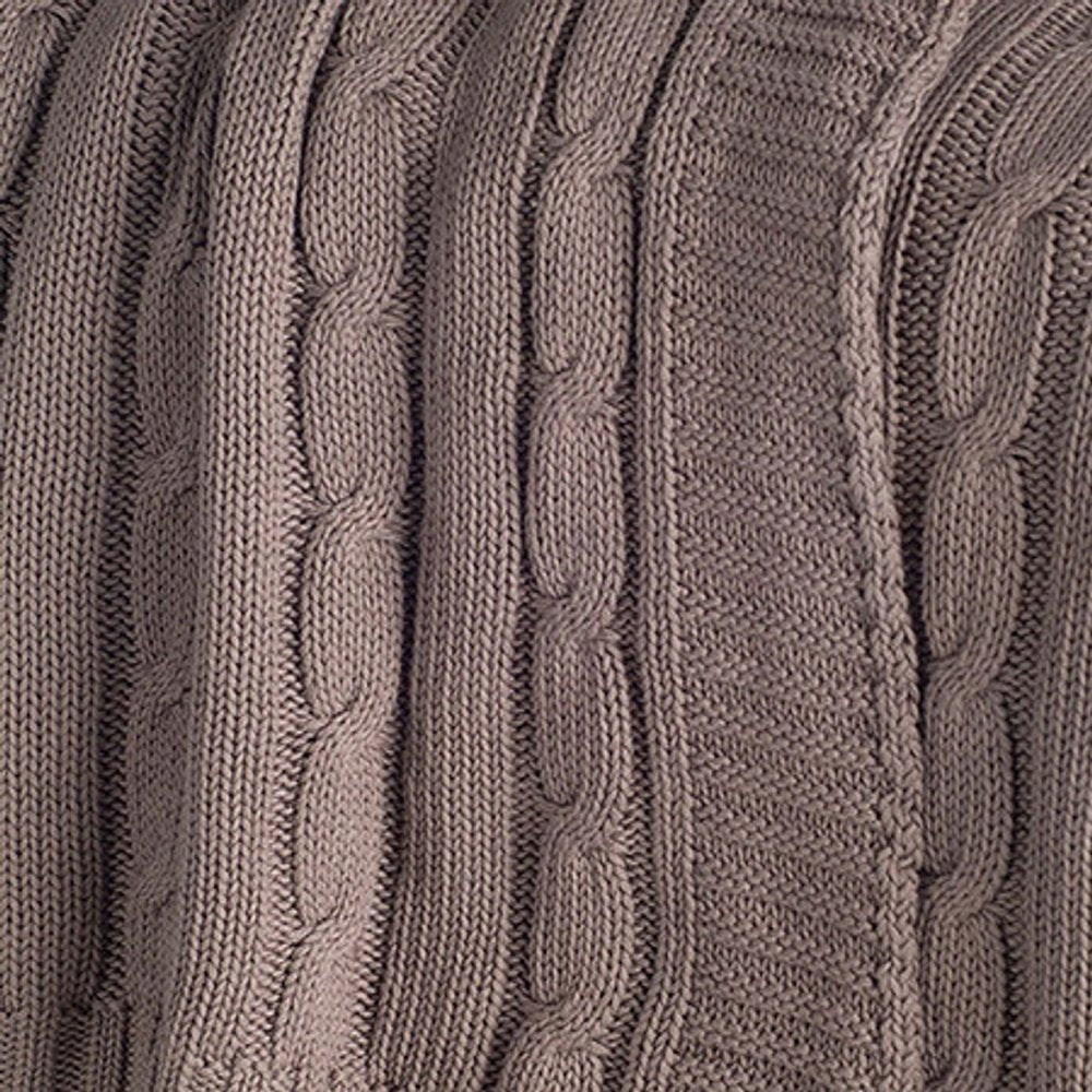 Brown Knitted 100% Cotton Throw Blanket — view 1