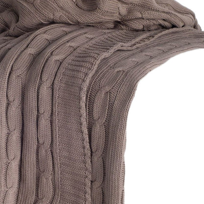 Brown Knitted 100% Cotton Throw Blanket HomeRoots