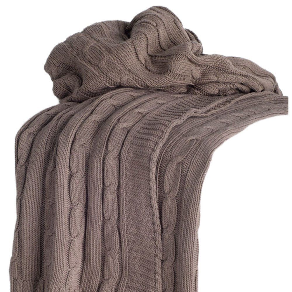 Brown Knitted 100% Cotton Throw Blanket HomeRoots