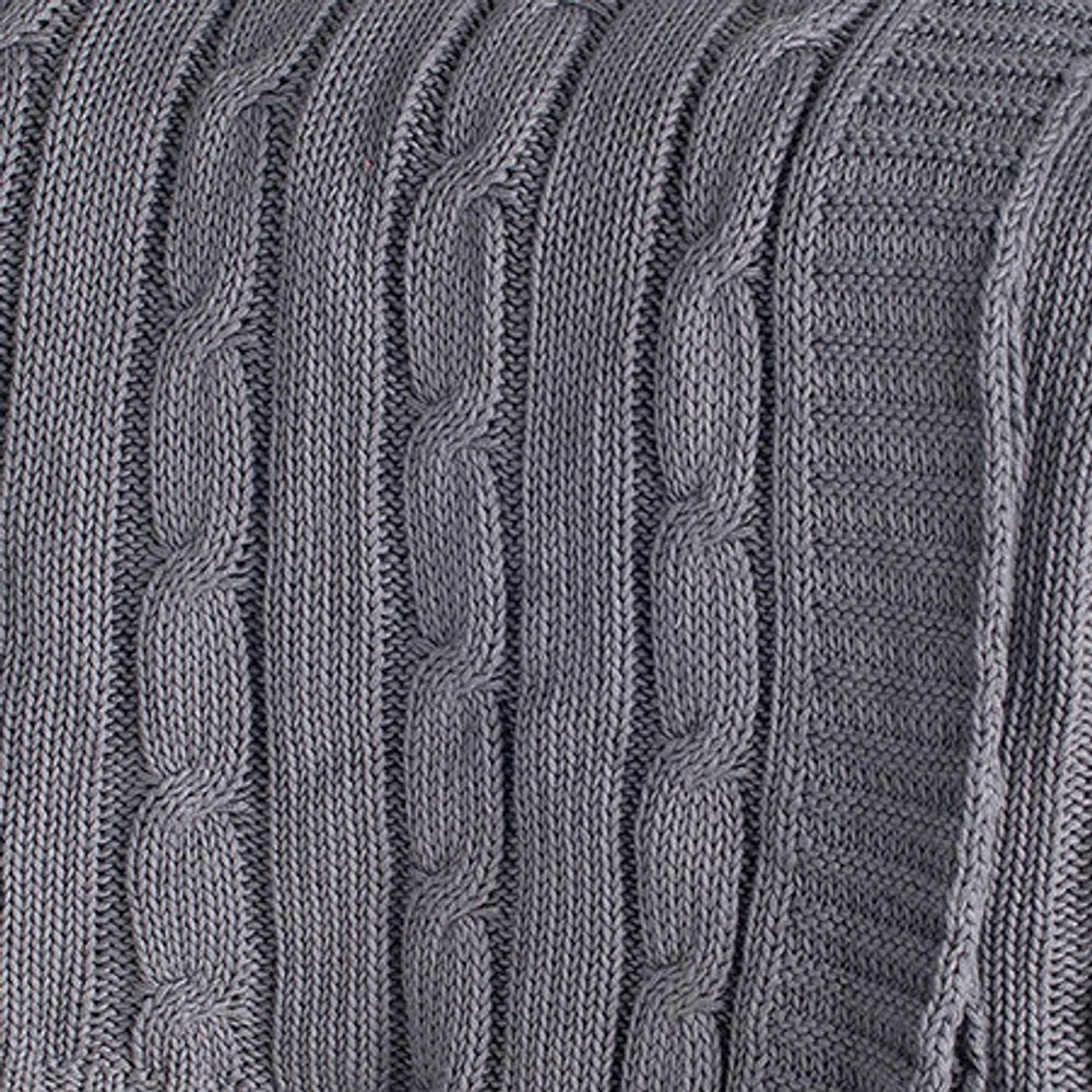 Light Gray Knitted 100% Cotton Throw Blanket HomeRoots