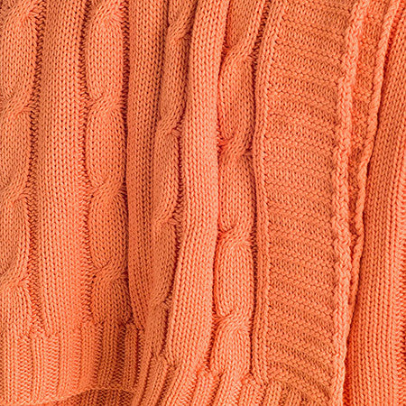 Orange Knitted 100% Cotton Throw Blanket