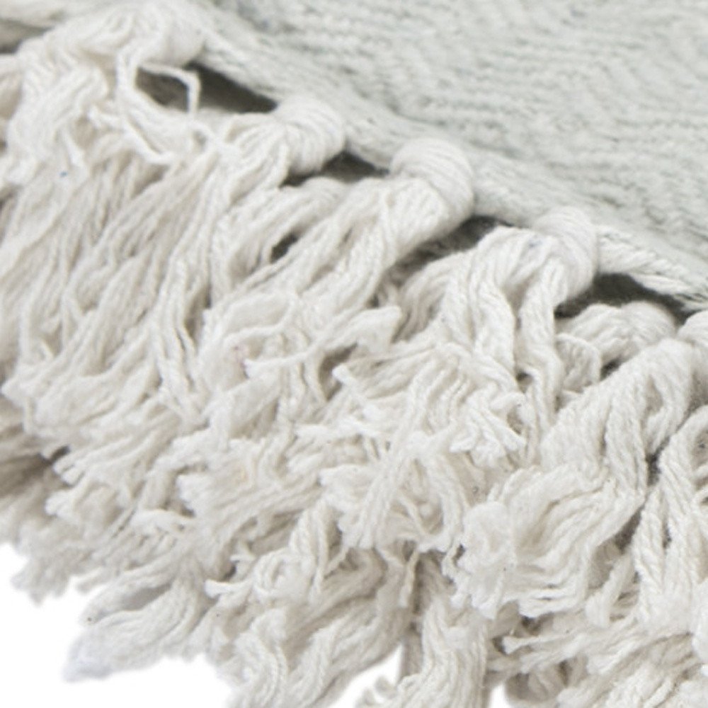 Light Gray Woven 100% Cotton Throw Blanket HomeRoots