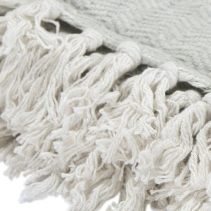 Light Gray Woven 100% Cotton Throw Blanket HomeRoots