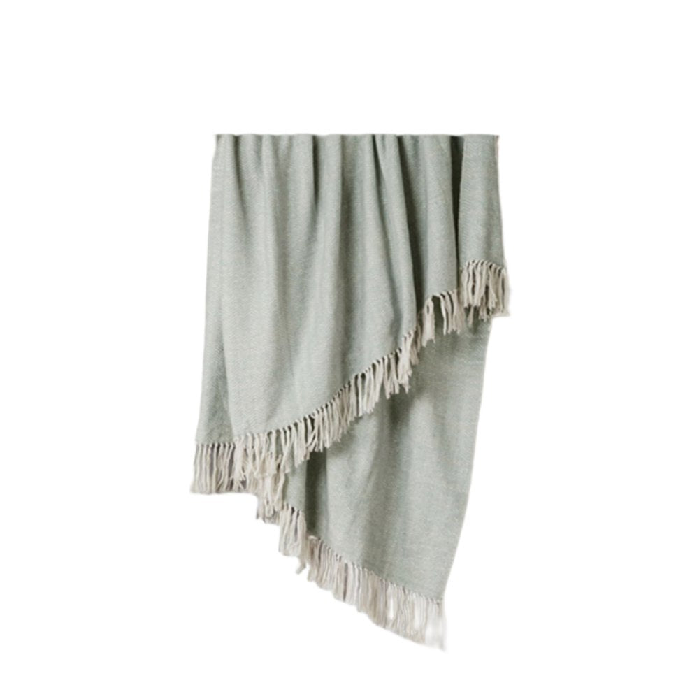 Light Gray Woven 100% Cotton Throw Blanket HomeRoots