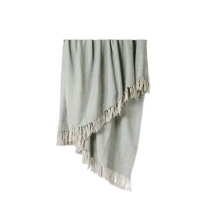 Light Gray Woven 100% Cotton Throw Blanket HomeRoots